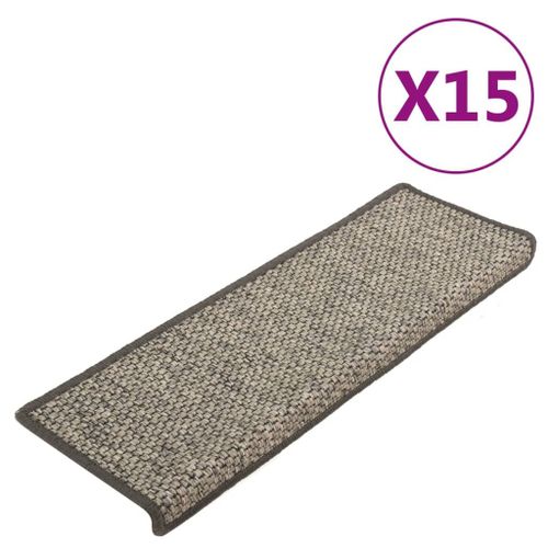 Vidaxl Tapis D'escalier Autocollants 15 Pcs 65x25 Cm Gris Et Beige