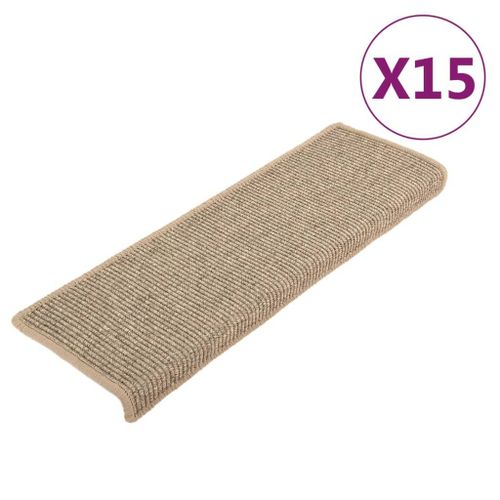Vidaxl Tapis D'escalier Auto-Adhésifs 15 Pcs Beige Foncé 65x25 Cm