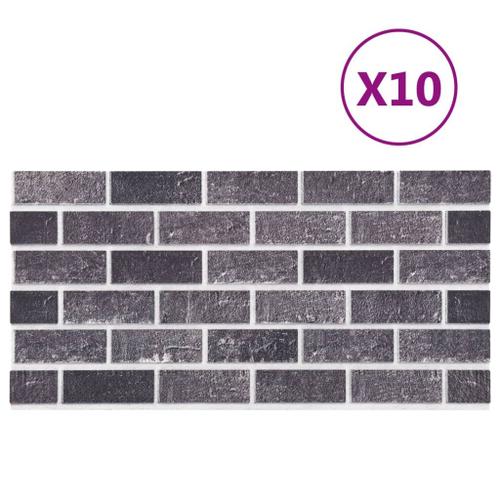 VidaXL Panneaux muraux 3D au design de brique gris et noir 10 pcs EPS