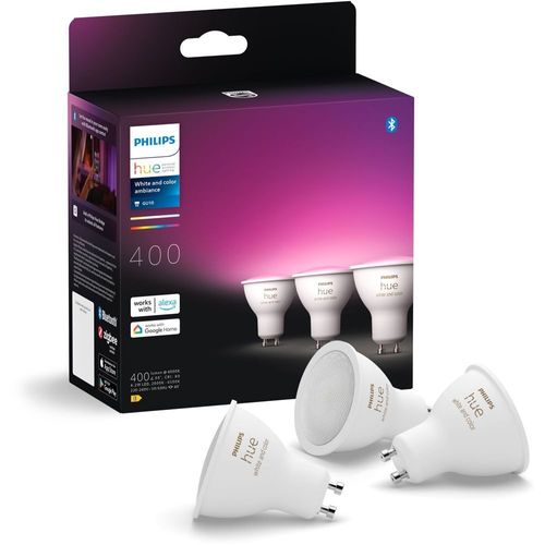 Philips Gu10 - Spot Connecté - (Pack De 3) - Blanc Froid À Chaud Et Couleurs