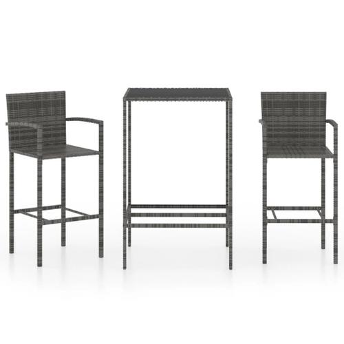 Vidaxl Ensemble De Bar De Jardin 3 Pcs Résine Tressée Gris