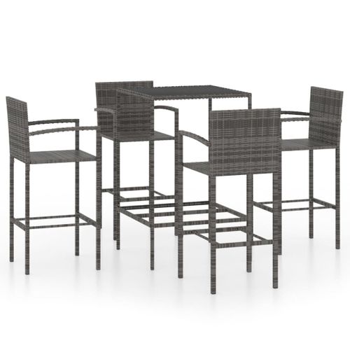 Vidaxl Ensemble De Bar De Jardin 5 Pcs Résine Tressée Gris