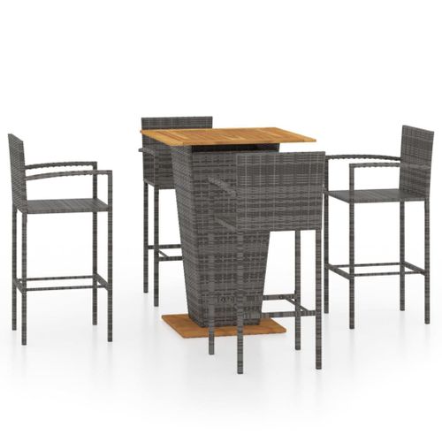 Vidaxl Ensemble De Bar De Jardin 5 Pcs Gris
