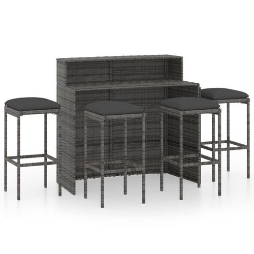Vidaxl Ensemble De Bar De Jardin Avec Coussins 5 Pcs Gris