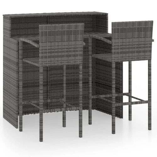 Vidaxl Ensemble De Bar De Jardin 3 Pcs Gris