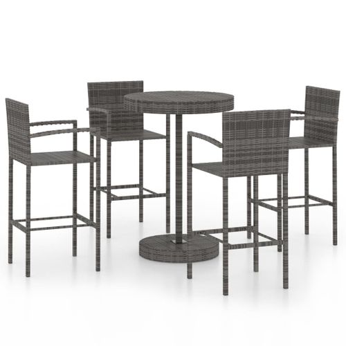 Vidaxl Ensemble De Bar De Jardin 5 Pcs Résine Tressée Gris