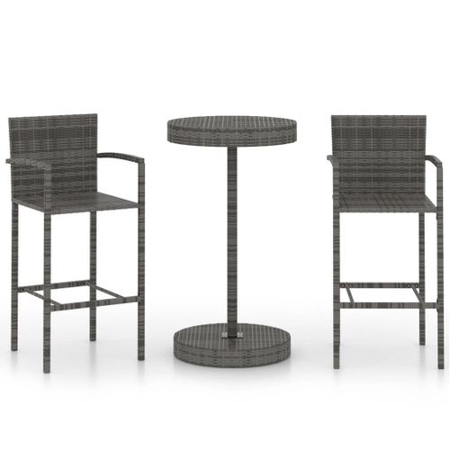 Vidaxl Ensemble De Bar De Jardin 3 Pcs Résine Tressée Gris