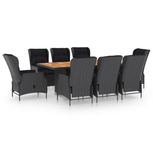 Vidaxl Mobilier À Dîner 9 Pcs Avec Coussins Résine Tressée Gris Foncé