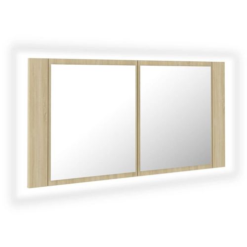Vidaxl Armoire De Salle De Bain À Miroir À Led Chêne Sonoma 90x12x45cm