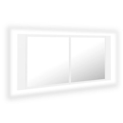 Armoire de salle de bain miroir rond et LED Blanc 54x54x17,5 cm - Meuble De Salle De Bain - Armoire De Salle De Bain - Miroir Lumineux - Éclairage Led - Rangement Cosmétique