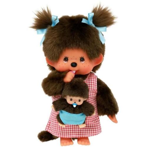 Peluche Monchhichi Maman & Bébé - 20 Cm - Bandai