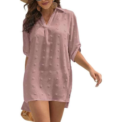 Mousseline De Soie Jacquard Grande Boule De Fourrure Lache Casual Burst Shirt Femmes