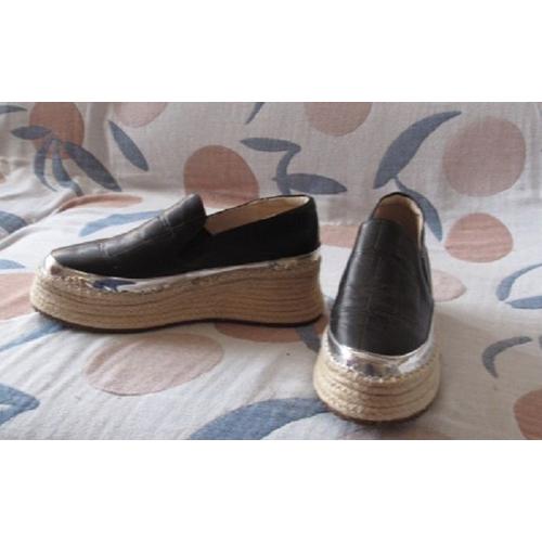 Mocassins Cuir Noir Sur Plateformes ! Taille 36,5