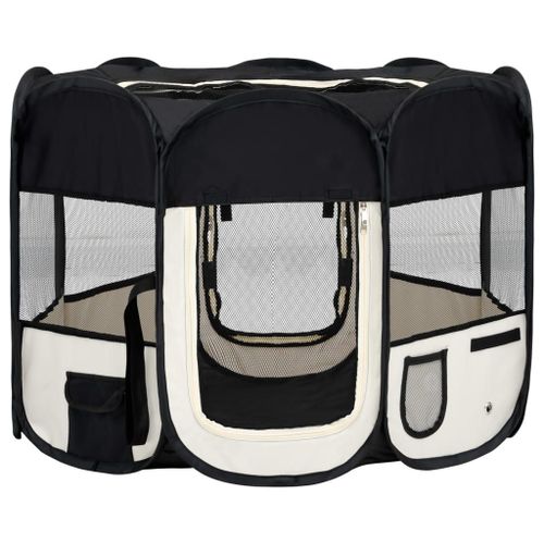 Vidaxl Parc Pour Chiens Pliable Avec Sac De Transport Noir 90x90x58 Cm