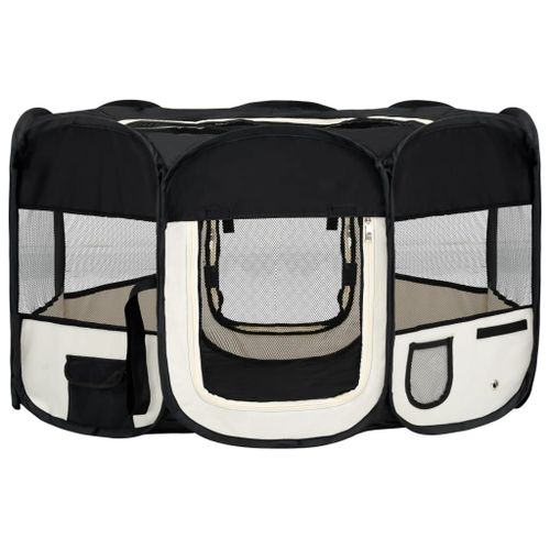 Vidaxl Parc Pliable Pour Chien Avec Sac De Transport Noir 145x145x61cm