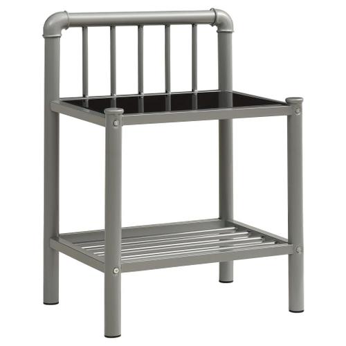 Vidaxl Table De Chevet Gris Et Noir 45x34,5x62,5 Cm Métal Et Verre