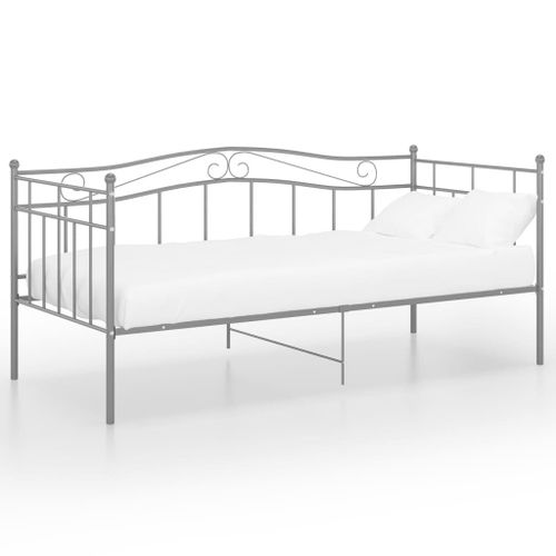 Vidaxl Cadre De Canapé-Lit Gris Métal 90x200 Cm