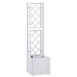 Vidaxl Lit Surélevé De Jardin Et Treillis Et Système D'arrosage Blanc