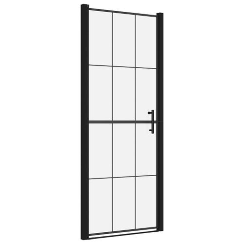 VidaXL Porte de douche Verre trempé 91x195 cm Noir