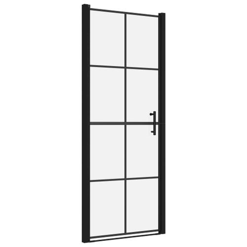 VidaXL Porte de douche Verre trempé 91x195 cm Noir