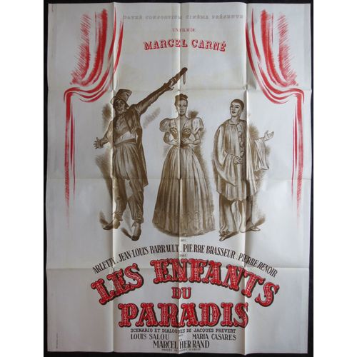 Les Enfants Du Paradis - Film De Marcel Carné 1944 - Affiche De Cinéma Des Années 80 - 120 X 160 Cm - Avec Arletty , Pierre Brasseur ,Jean-Louis Barrault - Dialogue Jacques Prévert * Chef D'oeuvre