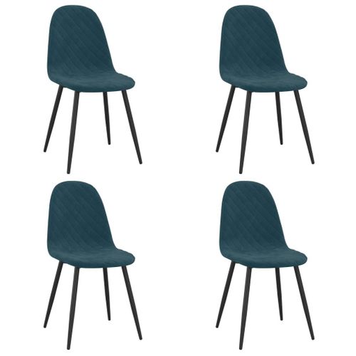 Vidaxl Chaises De Salle À Manger 4 Pcs Bleu Velours