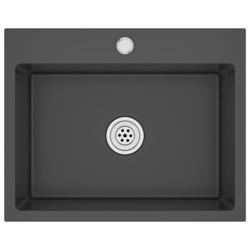 vidaXL Évier de cuisine fait main Noir Acier inoxydable