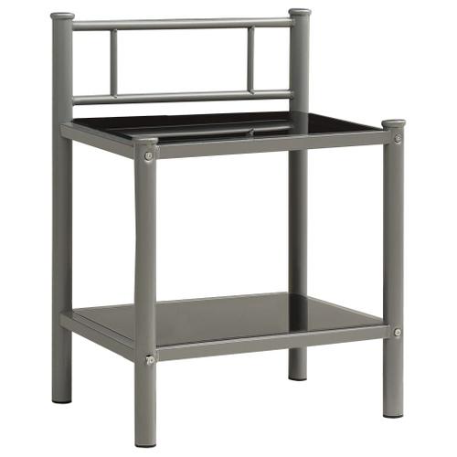 Vidaxl Table De Chevet Gris Et Noir 45x34,5x60,5 Cm Métal Et Verre