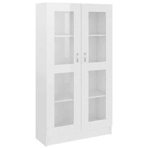 Armoire À Vitrine Blanc Brillant 82,5x30,5x150 Cm Aggloméré - Vidaxl