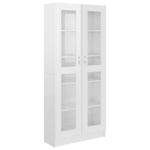 Armoire À Vitrine Blanc Brillant 82,5x30,5x185,5 Cm Aggloméré - Vidaxl