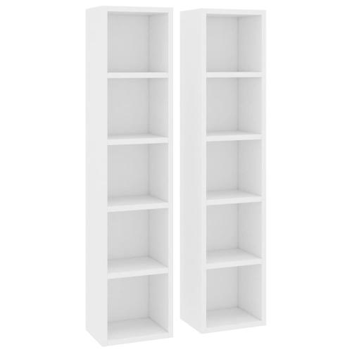 Armoires À Cd 2 Pcs Blanc 21x16x93,5 Cm Aggloméré - Vidaxl