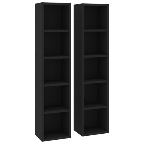 Vidaxl Armoires À Cd 2 Pcs Noir 21x16x93,5 Cm Aggloméré