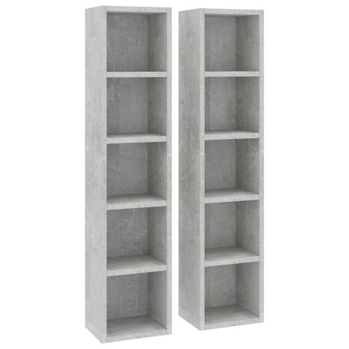 Vidaxl Armoires À Cd 2 Pcs Gris Béton 21x16x93,5 Cm Aggloméré