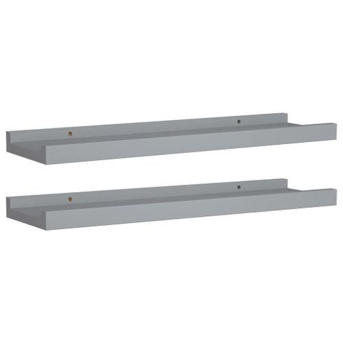 Vidaxl Etagères À Rebord Pour Cadre Photo 2 Pcs Gris 40x9x3 Cm Mdf