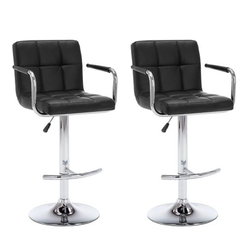 Vidaxl Tabourets De Bar 2 Pcs Noir Similicuir