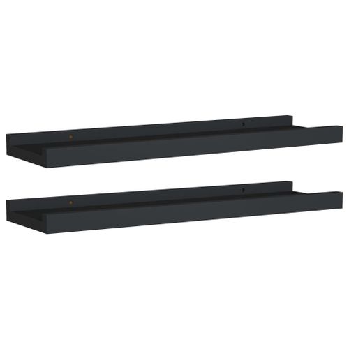 Vidaxl Etagères À Rebord Pour Cadre Photo 2 Pcs Noir 40x9x3 Cm Mdf