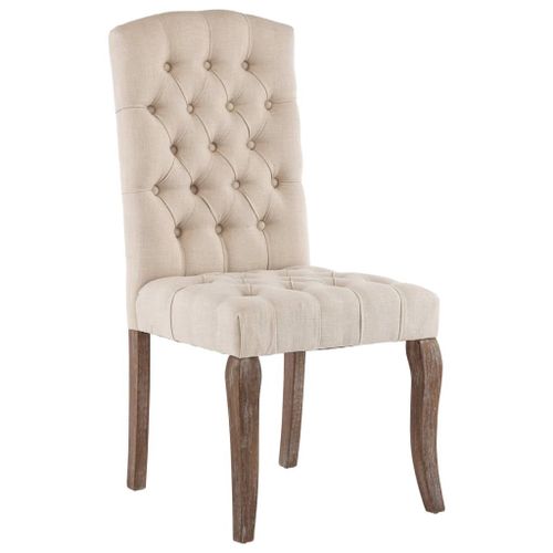 Vidaxl Chaises De Salle À Manger 2 Pcs Beige Tissu À L'aspect De Lin