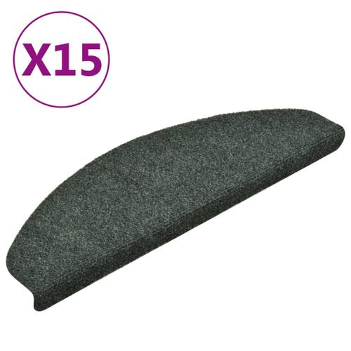 Vidaxl Tapis D'escalier Autocollants 15 Pcs Vert 65x21x4 Cm Aiguilleté