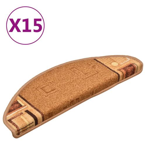 Vidaxl Tapis D'escalier Autocollants 15 Pcs Beige 65x21x4 Cm