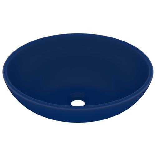 Vidaxl Lavabo Ovale De Luxe Bleu Foncé Mat 40x33 Cm Céramique