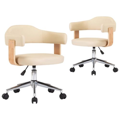 Chaises Pivotantes De Salle À Manger 2 Pcs Crème Similicuir - Vidaxl