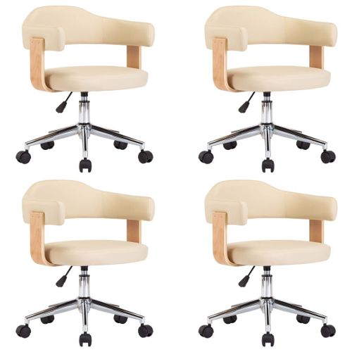 Chaises Pivotantes De Salle À Manger 4 Pcs Crème Similicuir - Vidaxl