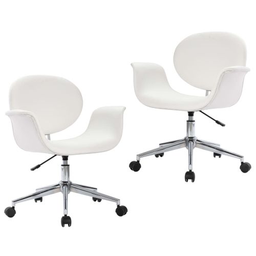 Chaises Pivotantes De Salle À Manger 2 Pcs Blanc Similicuir - Vidaxl