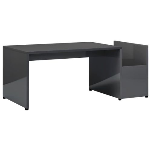 Table Basse Gris Brillant 90x45x35 Cm Aggloméré - Vidaxl