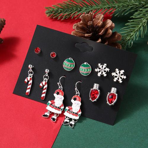 Ensemble De Boucles D'oreilles De Noël Pour Femme, Flocon De Neige, Arbre, Bonhomme De Neige, Cloche, Boule, Bijoux, Cadeaux, Nouvelle Tendance