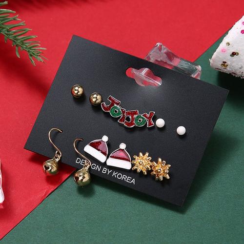 Ensemble De Boucles D'oreilles De Noël Pour Femme, Flocon De Neige, Arbre, Bonhomme De Neige, Cloche, Boule, Bijoux, Cadeaux, Nouvelle Tendance