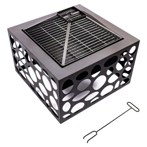 RedFire Foyer avec grille de barbecue Mikor Noir