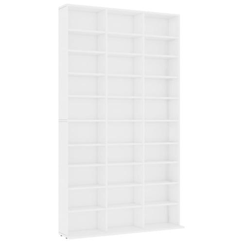 Vidaxl Armoire À Cd Blanc 102x23x177,5 Cm Aggloméré