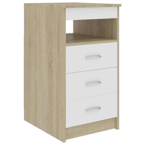 Armoire À Tiroirs Blanc Et Chêne Sonoma 40x50x76 Cm Aggloméré - Vidaxl