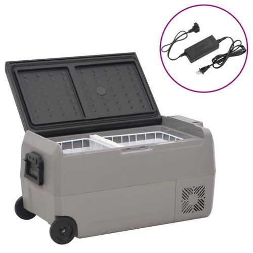 Vidaxl Glacière Avec Roue Et Adaptateur Noir Et Gris 60 L Pp Et Pe